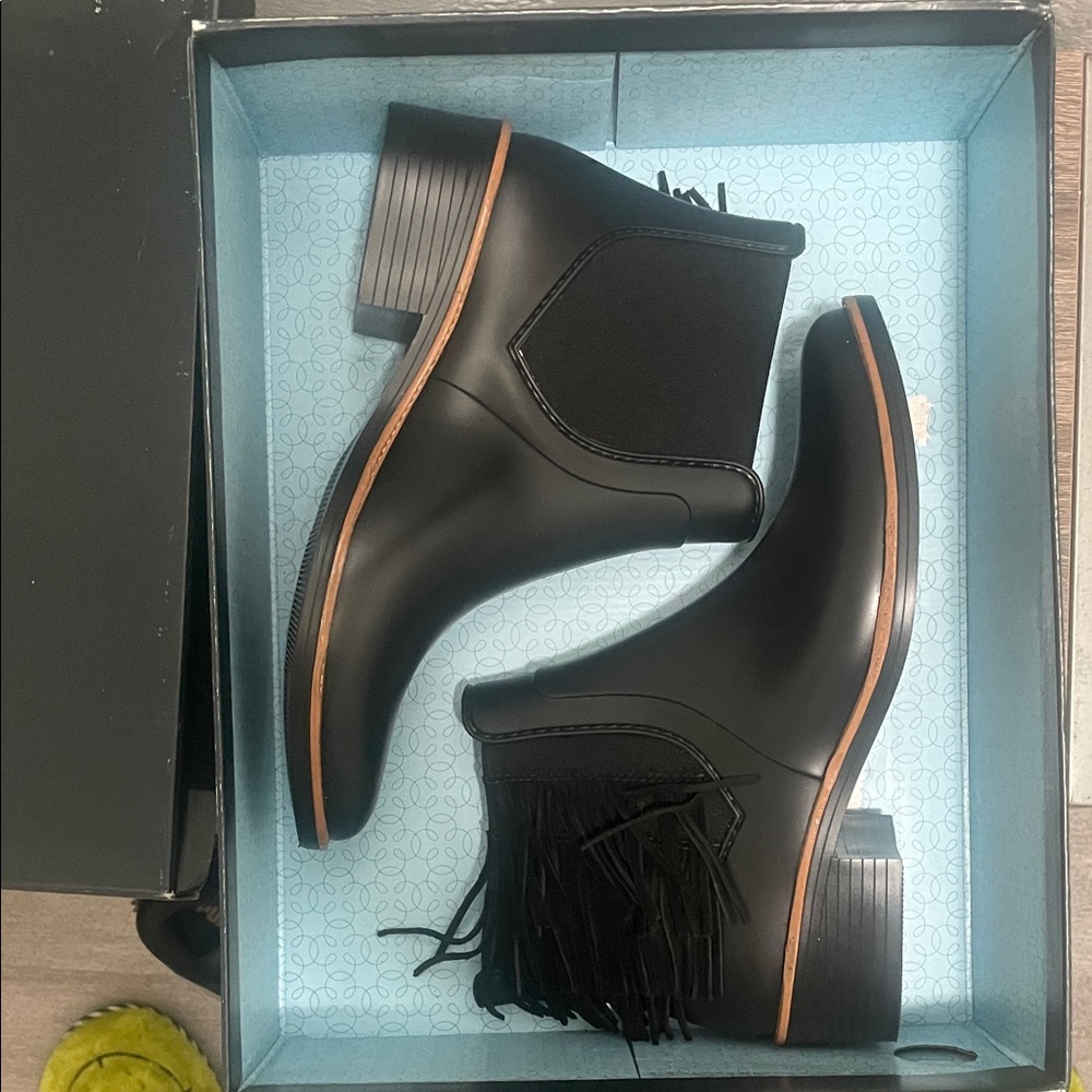 Bernardo Black Fringe Ankle Booties